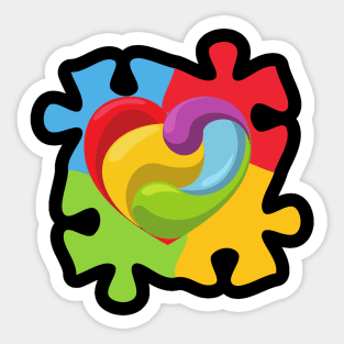 Puzzle Piece Heart Sticker